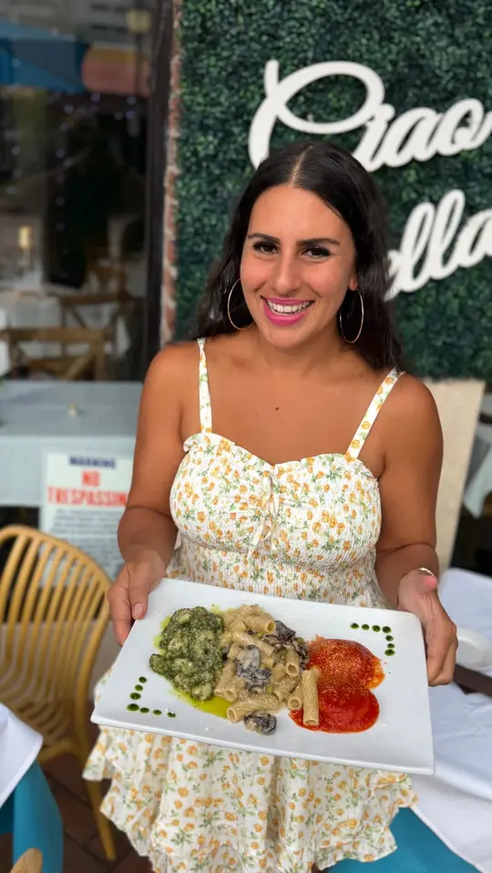 Ciao Bella Trattoria in Deerfield Beach showing pasta, handmade pasta, italian flour, fresh ingredients, video by Tanya in Sarasota on Facebook