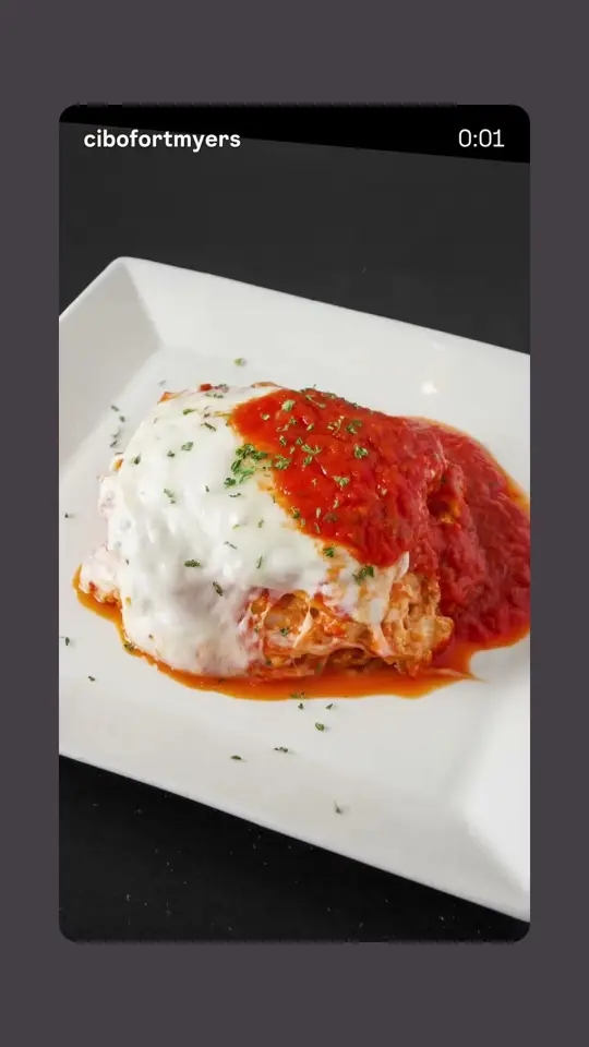  in Florida showing restaurant visit, italian food, drinks, atmosphere, video by CIBO Italian Restaurant & Bar on Facebook