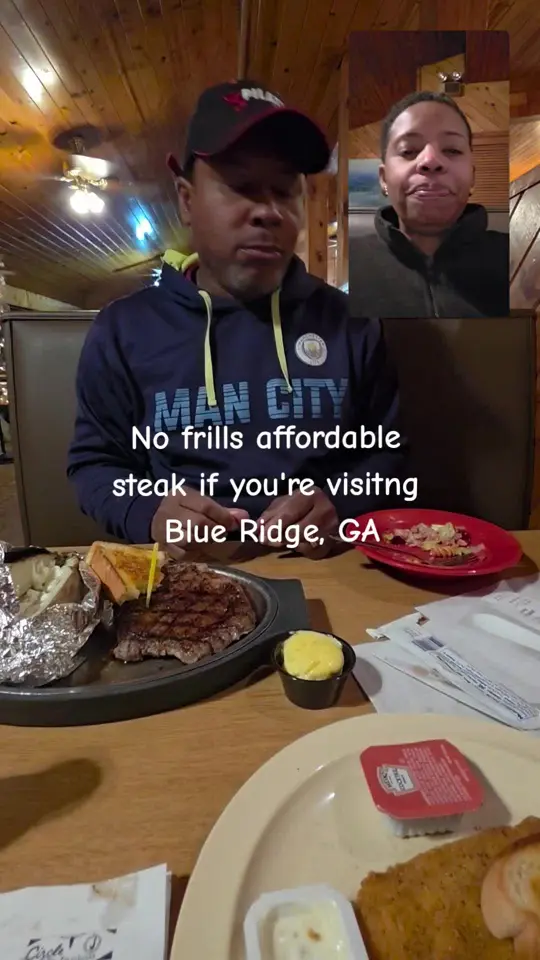 Circle J Family Steak House in Blue Ridge showing visit, comfort food, video by hostswithdamost on TikTok