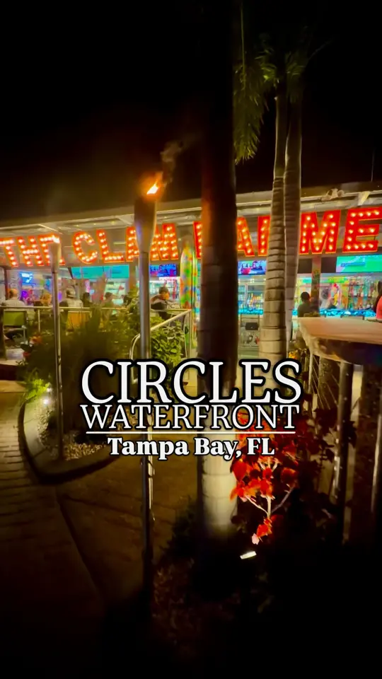 Circles Waterfront Restaurant in Apollo Beach showing waterfront dining, fresh seafood, steaks, burgers, handcrafted cocktails, sunset views, video by Things To Do Florida on Facebook