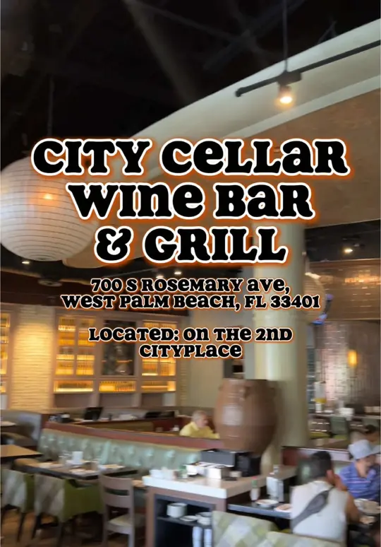 City Cellar in West Palm Beach showing brunch, unlimited mimosas, rosé, bloody marys, happy hour specials, wine down wednesdays, video by sk8natethefoodie on TikTok