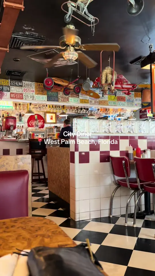 City Diner in West Palm Beach showing review, visit, atmosphere, food, pancakes, milkshakes, video by yagirlmolls_ on TikTok