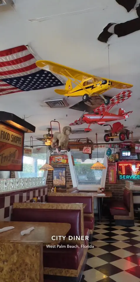City Diner in West Palm Beach showing restaurant visit, diner atmosphere, video by birdz88 on TikTok
