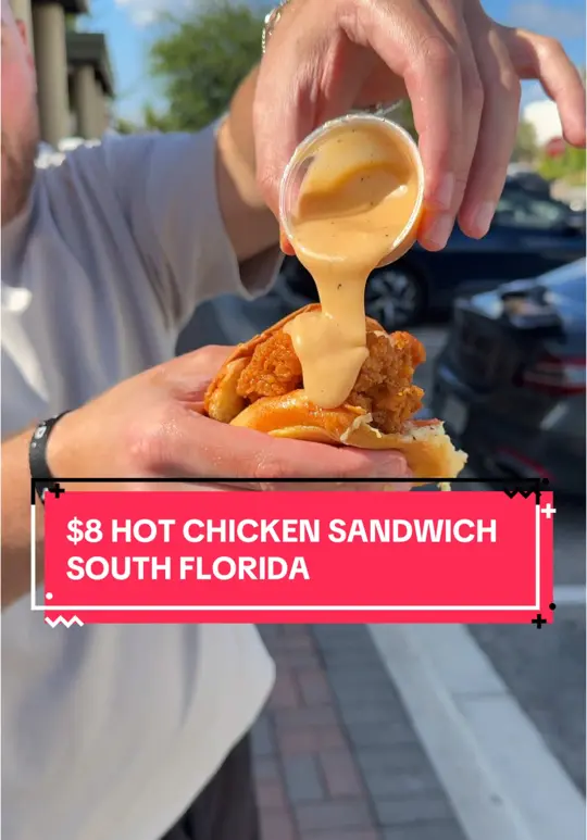 Cluck Face Nashville Hot Chicken in Boca Raton showing food, hot chicken sandwich, video by mikeiseating on TikTok