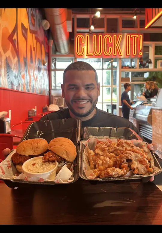 Cluck Face Nashville Hot Chicken in Boynton Beach showing food, nashville hot chicken sandwich, video by bitebybiteduo on TikTok