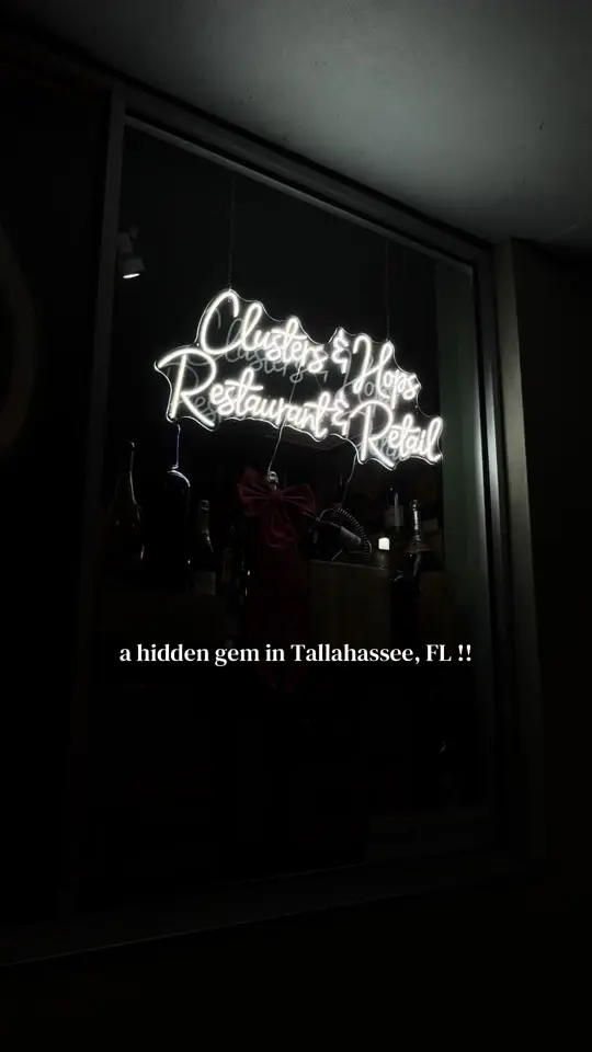Clusters & Hops | Wine Bar • Restaurant • Retail Gourmet Shop in Tallahassee showing visit, wine night, video by emily.greeson on TikTok