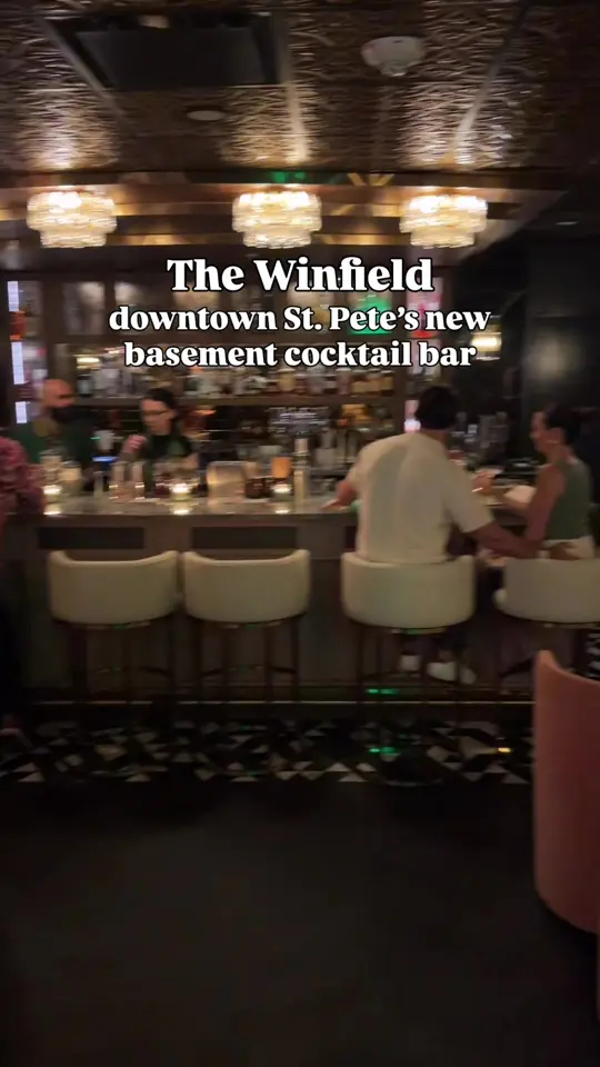 Cocktail St. Pete in St. Petersburg showing cocktail bar, review, visit, ambiance, video by ilovetheburgstpete on TikTok