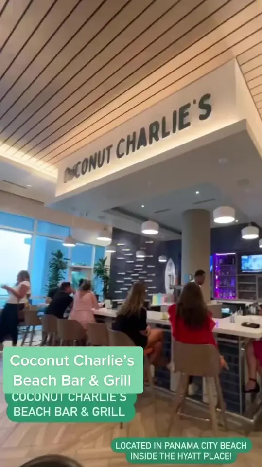 Coconut Charlie's Beach Bar & Grill in Panama City Beach showing visit, atmosphere, video by thefoodiechix on TikTok