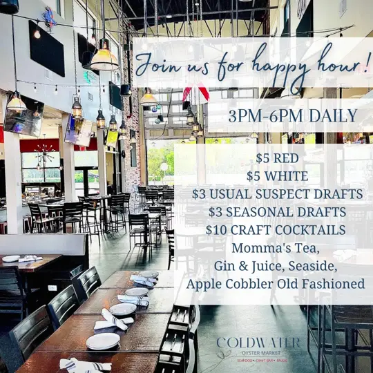 Coldwater Oyster Market in Fort Myers showing happy hour, drinks, video by Coldwater Oyster Market & Bar on Facebook
