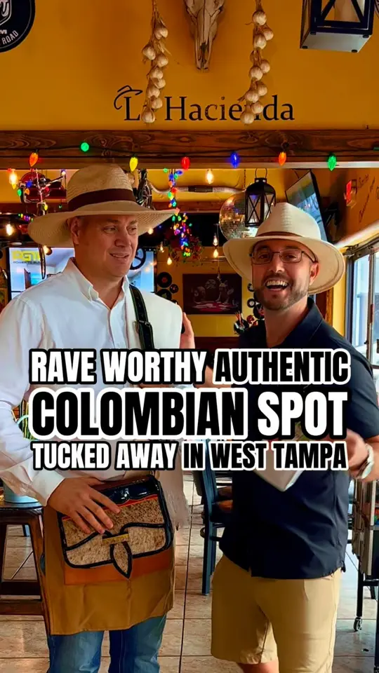 Colombia Que Chimba Café in Spring Hill showing food, pan de bono, sancocho, homemade sausages, video by Tampa Bay is Awesome on Facebook