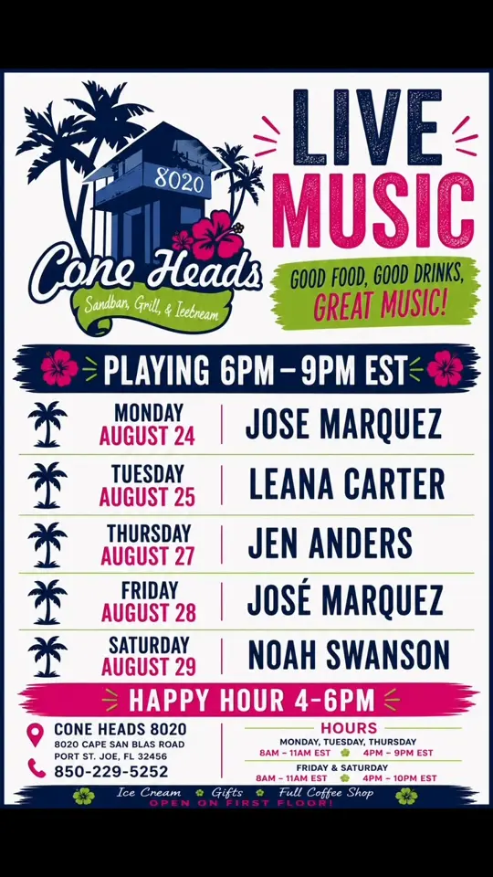 Cone Heads 8020 in Port St. Joe showing live music, hang out, video by Cone Heads 8020 on Facebook