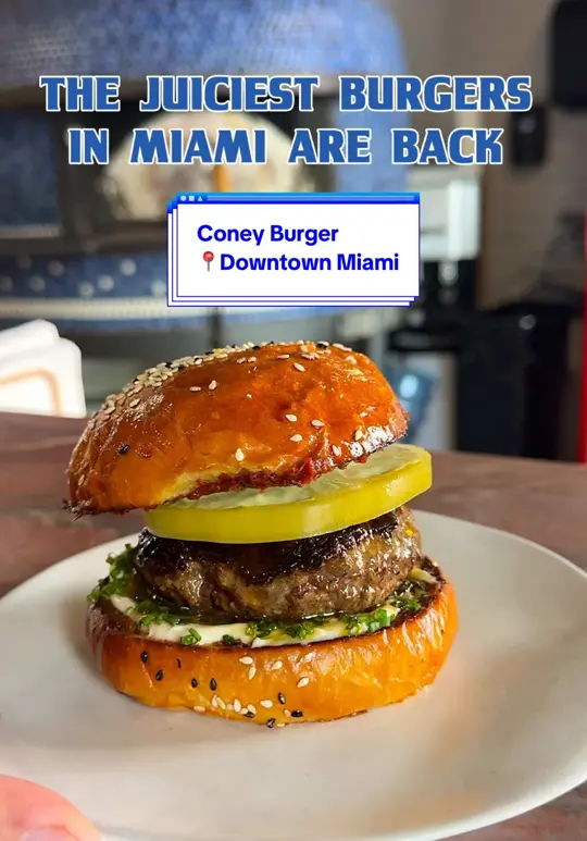 Coney Burger in Miami showing review, burger, free cookie, video by mr.eats305 on TikTok