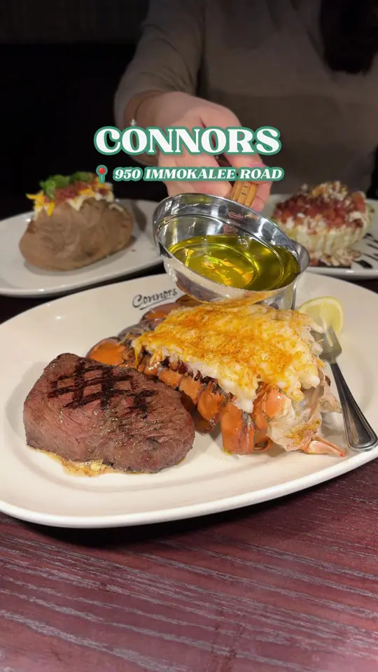 Connors Steak & Seafood in Fort Myers showing restaurant, steakhouse, dining experience, business lunch, date night, video by naplesnoms on TikTok