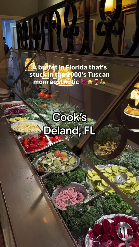 Cook's Buffet Cafe Bakery in Deland showing review, salad bar, desserts, jello, video by beercutieandfoodie on TikTok