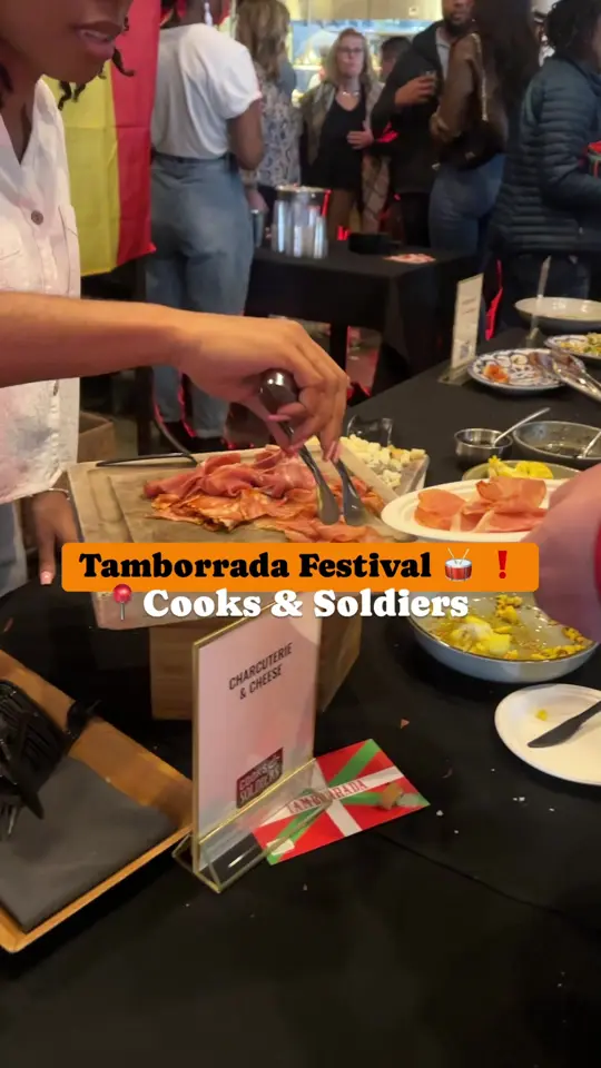 Cooks & Soldiers in Atlanta showing food, pan con tomate, food, paella, food, pork cheek croquetas, food, albondigas, food, charcuterie, drink, gin-tonics, drink,, video by servinglooksatl on TikTok