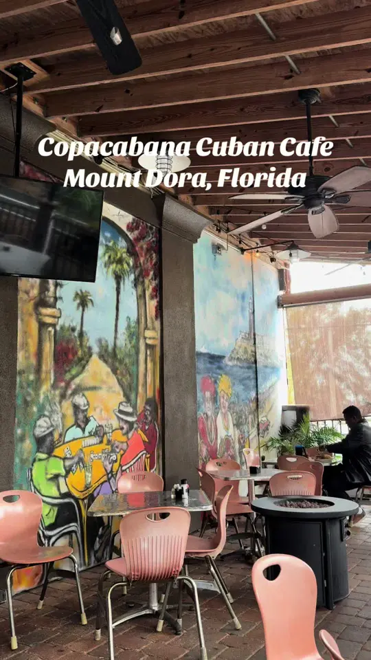 Copacabana Cuban Café in Mount Dora showing food, ham croquettes, beef empanadas, tamal, mojo pork chunks, live music, video by mojogirl76 on TikTok