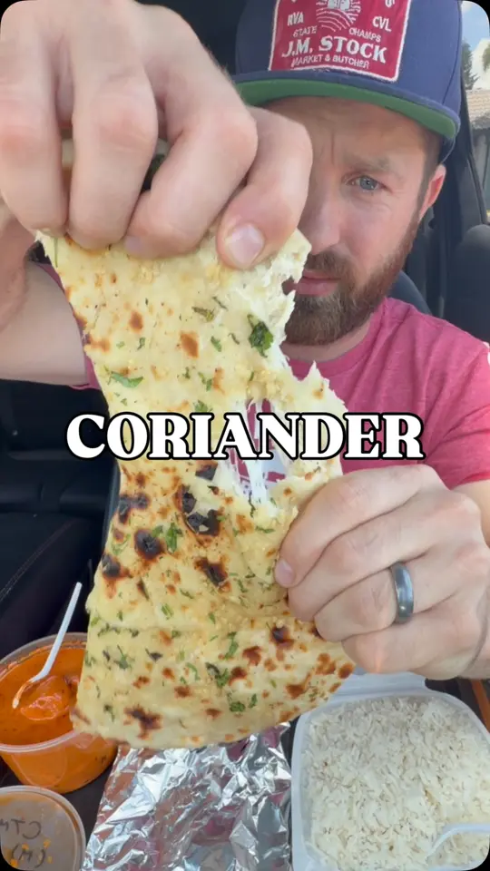 Coriander in Boynton Beach showing indian food, chicken tikka masala, naan bread, video by Marty Eats All on Facebook