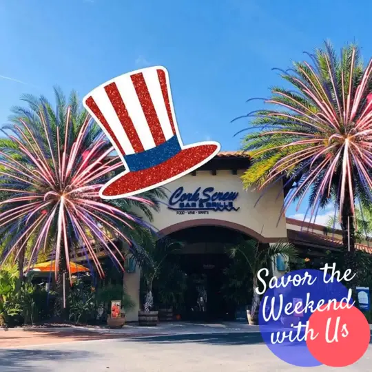  in Florida showing happy hour, food, drinks, holiday weekend celebration, video by CorkScrew Bar & Grille on Facebook