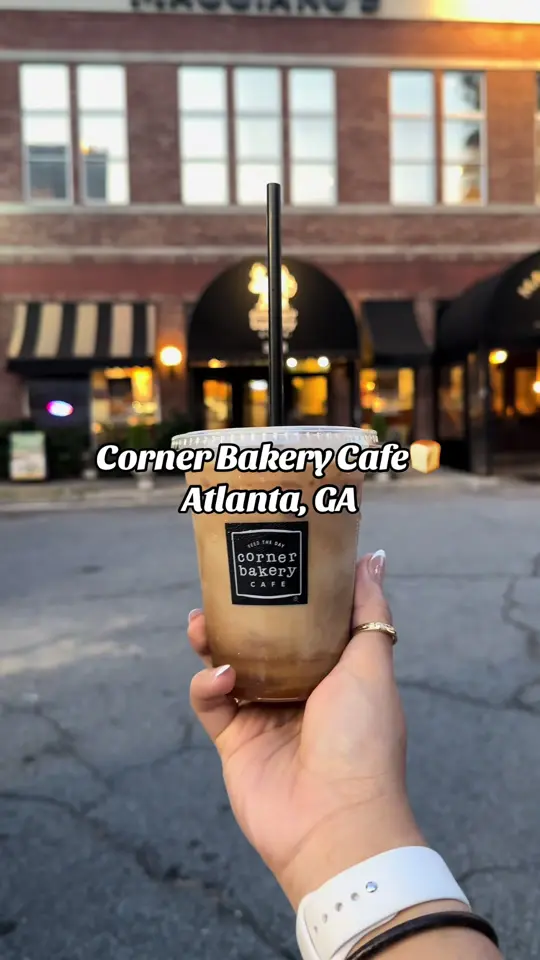 Corner Cafe in Atlanta showing coffee, caramel macchiato, sandwich, anaheim panini, video by travelwithcindyy on TikTok