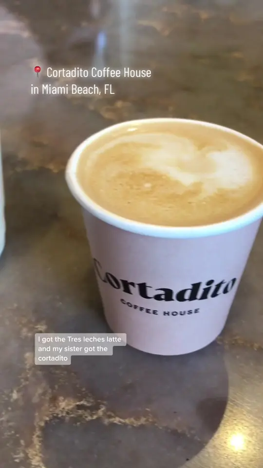 Cortadito Coffee House in Miami showing drink, tres leches latte, video by hungere.for.diy on TikTok