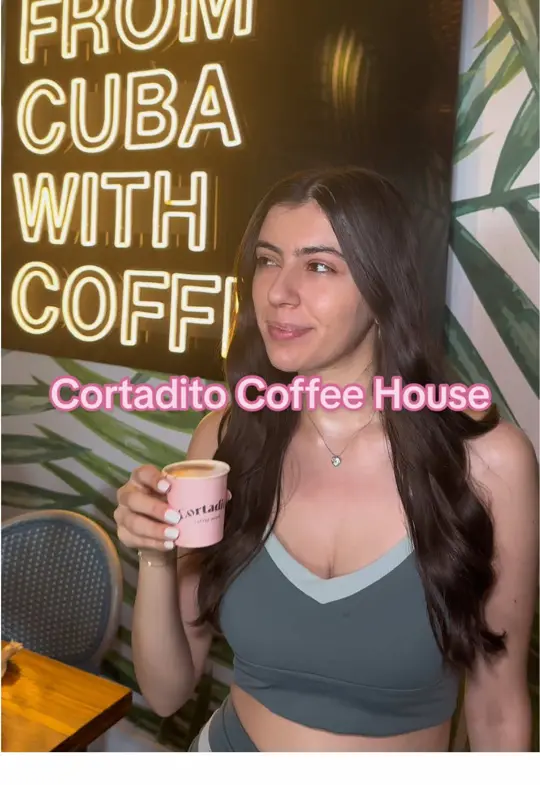 Cortadito Coffee House in Miami showing review, visit, coffee house, video by healthywithdani on TikTok