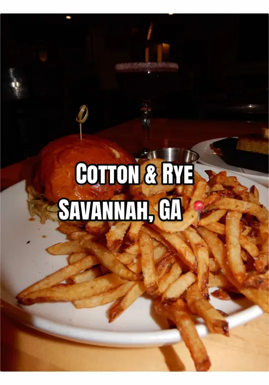 Cotton & Rye in Savannah showing review, smash burger, video by kayyyjonelle on TikTok