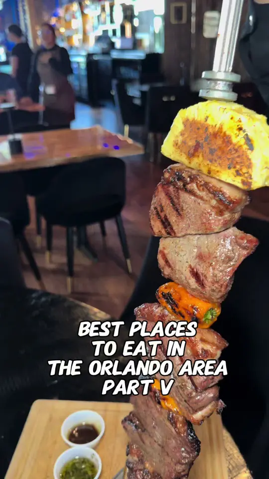 Cow Steakhouse in Kissimmee showing review, visit, atmosphere, food, brazilian skewer, picanha, carbonara, video by foodyfellowship on TikTok