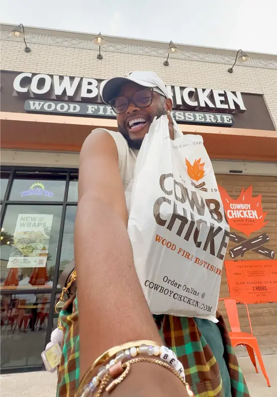 Cowboy Chicken in Kissimmee showing review, southwest wrap, chicken avocado wrap, video by _elijah94asmr on TikTok