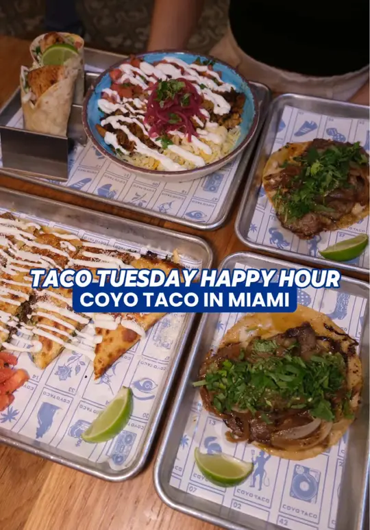  in Florida showing happy hour deals, tacos, frozen drinks, guacamole, angus ribeye taco, video by zackaryeats on TikTok