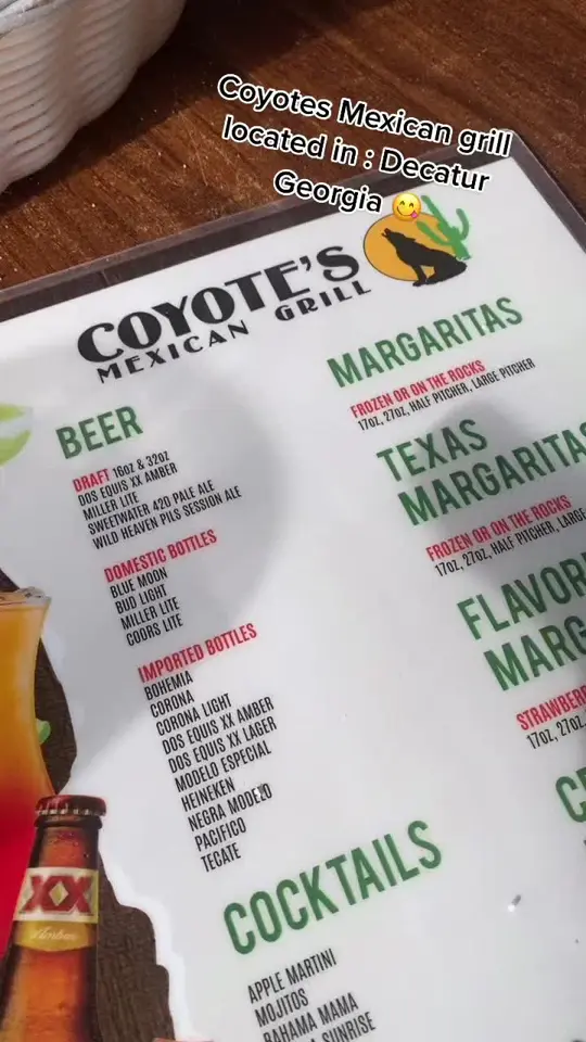 Coyote's Mexican Grill in Decatur showing review, visit, video by realviixens on TikTok