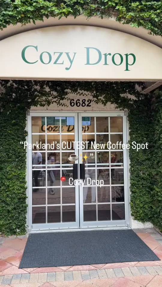 Cozy Drop in Parkland showing coffee shop, coffee, matcha, pastries, avocado toast, video by Grace Dieterich on Facebook