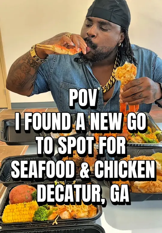 Crab & Cluck in Decatur showing seafood, restaurant visit, video by placestoeatbytarik on TikTok