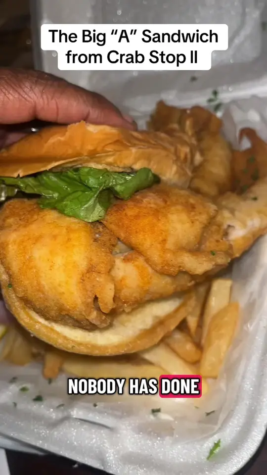 Crab Stop Ii in Daytona Beach showing seafood, big "a" sandwich, video by maintainthedream on TikTok