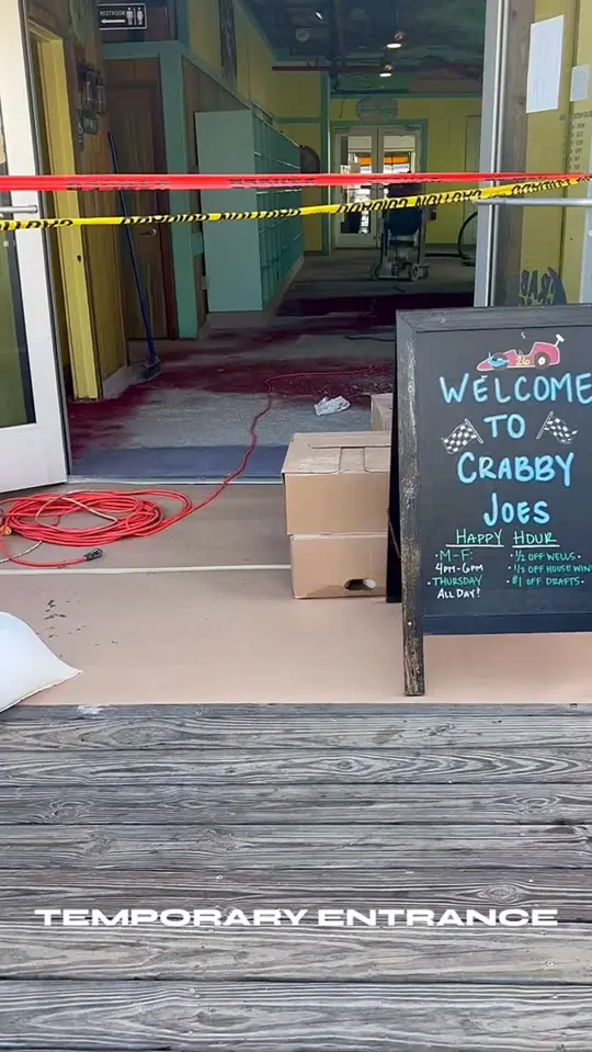 Crabby Joe's Deck & Grill - Daytona Beach in Daytona Beach Shores showing renovation update, temporary entrance, video by Crabby Joe's on Facebook