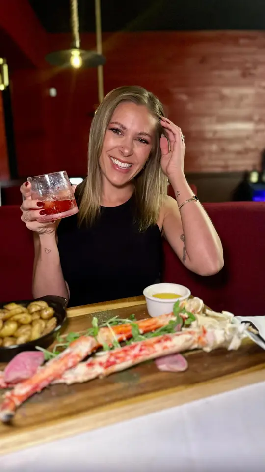 Crafted - Steakhouse in Clermont showing review, beef carpaccio, smoked chicken, surf & turf options, video by Paige Bryant on Facebook