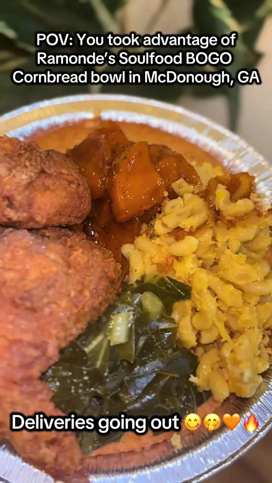 Cravings Home Cooking in McDonough showing comfort food, soul food, pre-order meal, video by ramondes.soulfood on TikTok