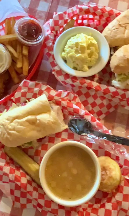 Creekside Deli in Cleveland showing sandwich, soup, video by Mountains and Main on Facebook