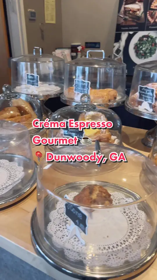 Crema Espresso Gourmet in Dunwoody showing coffee shop, brunch, salad, soup, sandwiches, pasta, video by missjessicamarie4 on TikTok