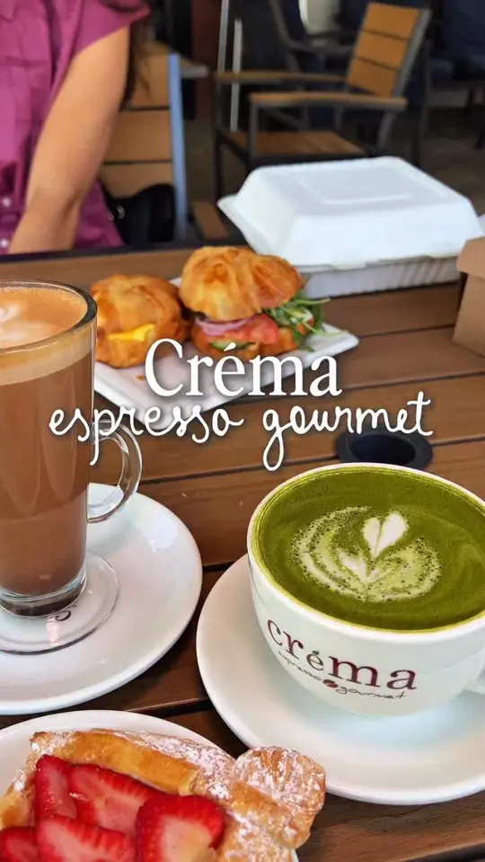 Crema Espresso Gourmet in Dunwoody showing coffee, espresso drinks, food, gourmet bites, video by Discover Dunwoody, GA on Facebook