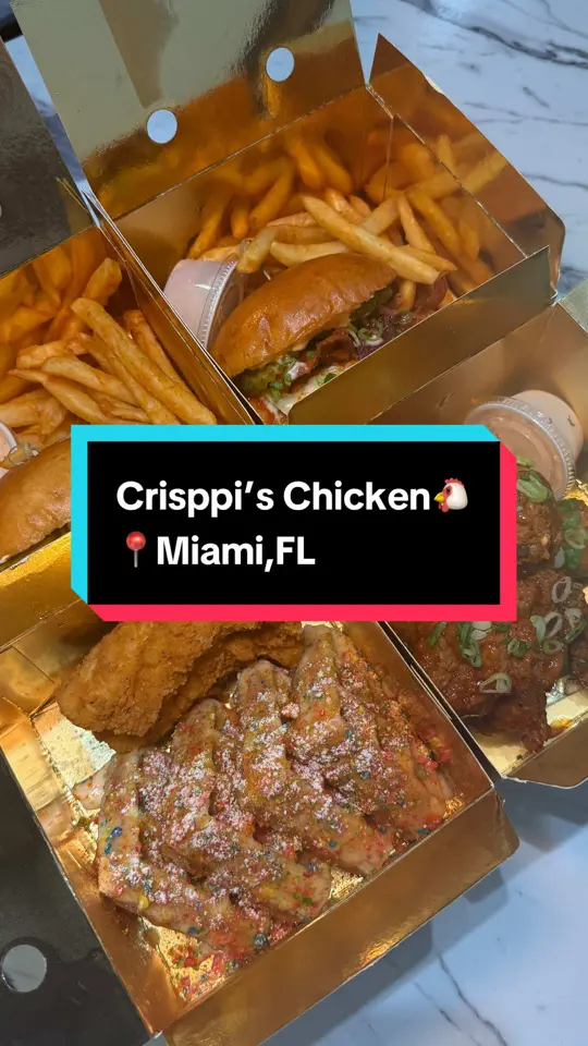 Crisppi's | Miami in Miami showing restaurant visit, fried chicken, waffles, chicken fries, water ice, donuts, video by jefeeatsss on TikTok