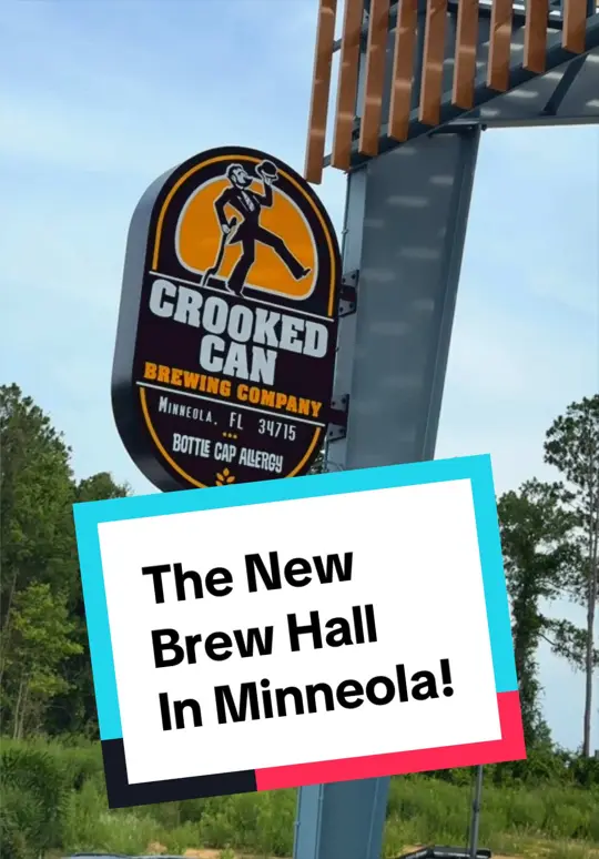 Crooked Can Brewing Company in Winter Garden showing visit, craft beer, chicken wings, dumplings, video by dissj1970 on TikTok