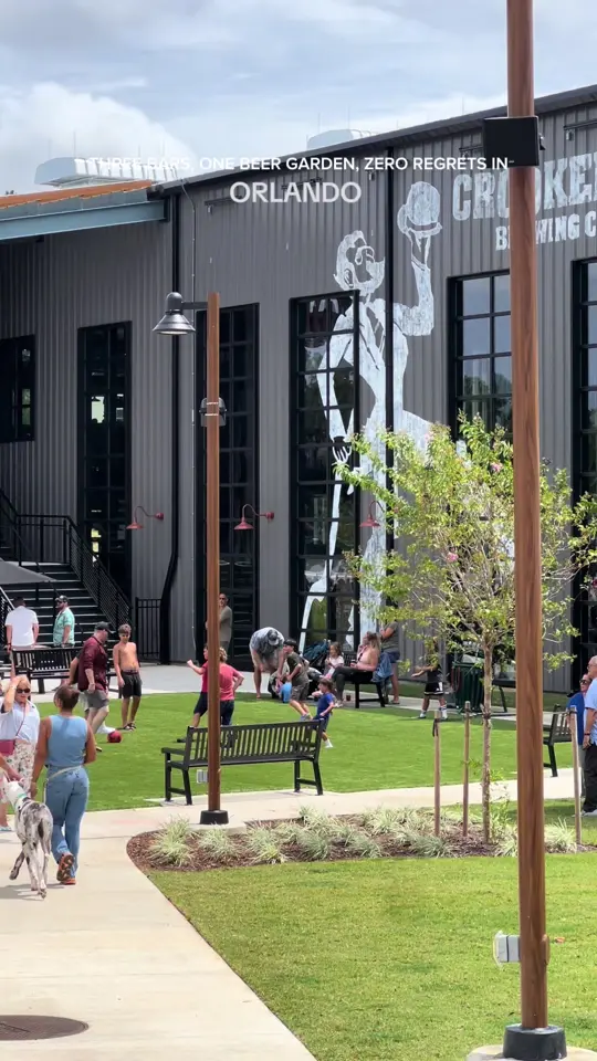 Crooked Can Brewing Company in Winter Garden showing review, visit, beer garden, taproom, craft beer, florida sunshine lager, video by libardous on TikTok
