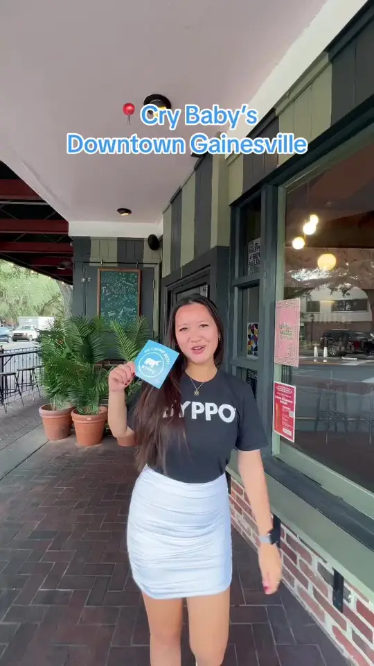 Cry Baby's in Gainesville showing burger, craft cocktail, atmosphere, visit, video by vickiiliu on TikTok