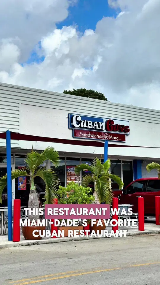 Cuban Guys Restaurants - Flagler in Miami showing restaurant, cuban sandwiches, media noches, croquetas, vaca frita sandwiches, papa rellenas, flan, video by miamifriendors on TikTok