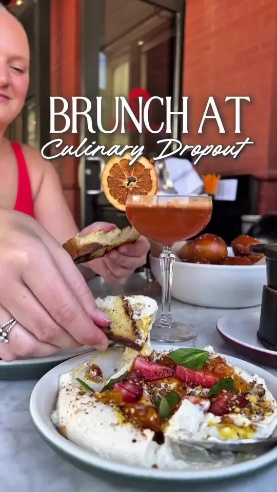 Culinary Dropout in Atlanta showing brunch, cocktails, desserts, atmosphere, visit, video by discoverdunwoody on TikTok