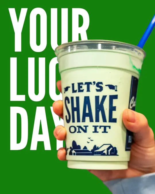Culver’s in Sugar Hill showing food, grilled reuben melt, drink, mint shake, video by Culver's on Facebook