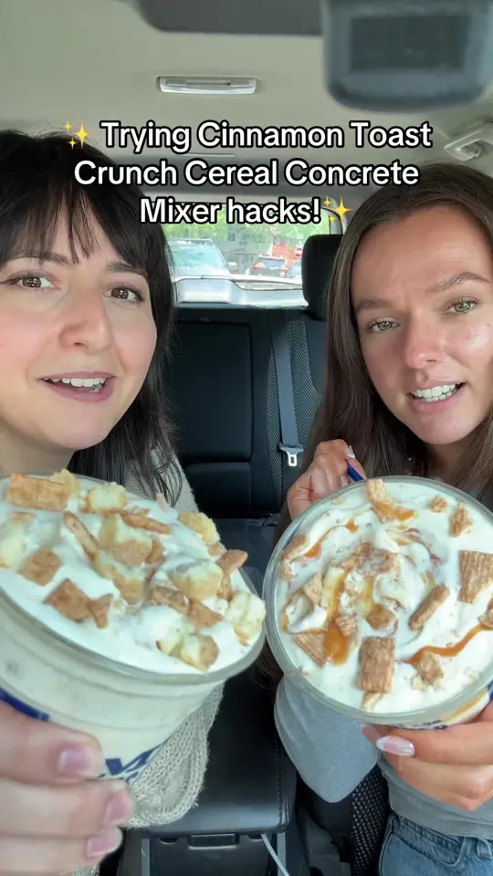 Culver’s in Suwanee showing dessert, cinnamon toast crunch concrete mixer with salted caramel, video by culversrestaurants on TikTok