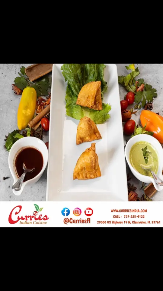 Curries Authentic Indian Restaurant-Clearwater | Tampa Bay in Clearwater showing food, samosa, video by Curries Authentic Indian Cuisine Clearwa on Facebook