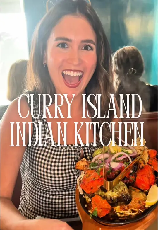 Curry Island Indian Kitchen in Fernandina Beach showing review, restaurant visit, food, garlic and cheese naan, video by daphetite on TikTok