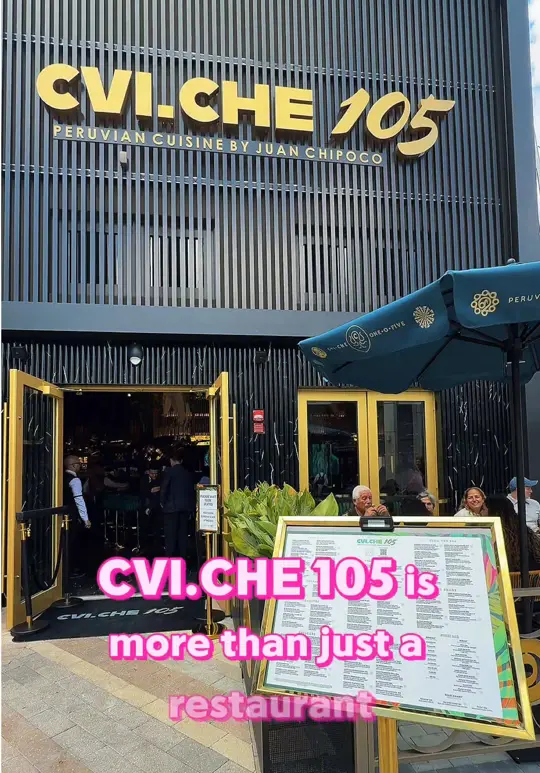 CVI.CHE 105 in Aventura showing restaurant, ceviche, causa traviesa, tacu tacu con lomo saltado, churrasco, piña colada diplomático, moonberry margarita, video by worldtravelerblog on TikTok